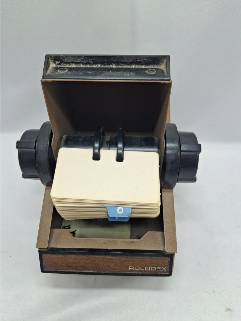 Vintage Rolodex 1753 Model Metal Tabletop Roll Top Office Card File Tan
